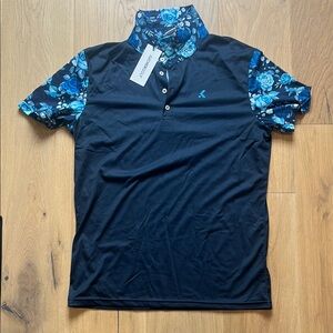 Beautiful Blue Floral Golf Polo Slim Fit Kucher Golf XL L Medium Bad Birdie